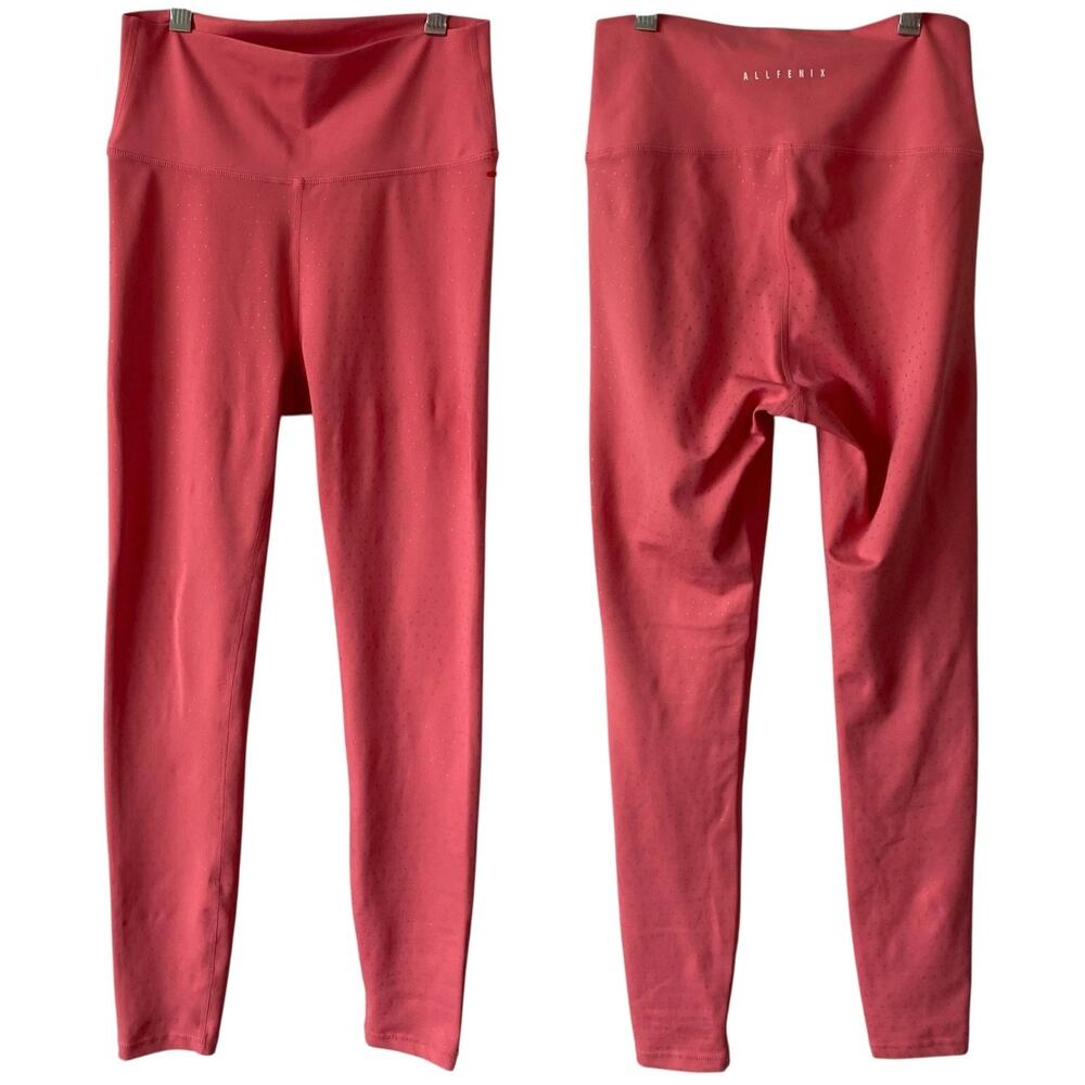ALLFENIX Pink High Waisted 7/8 Activewear Leggings Size Small Gold Dot Print
